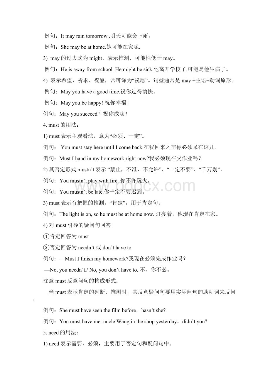 初中英语情态动词完整详细版附练习题学习资料文档格式.docx_第3页