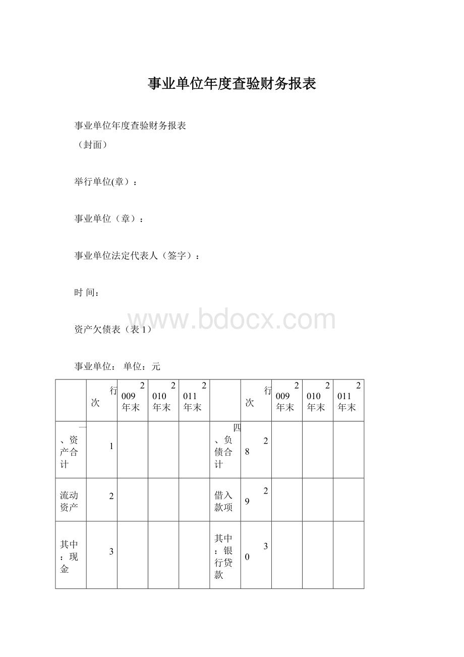 事业单位年度查验财务报表.docx