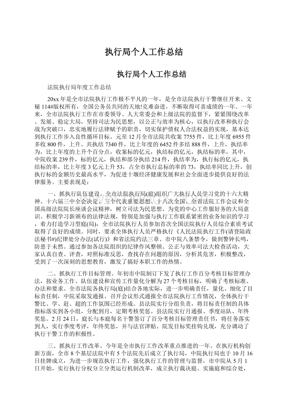 执行局个人工作总结Word文件下载.docx