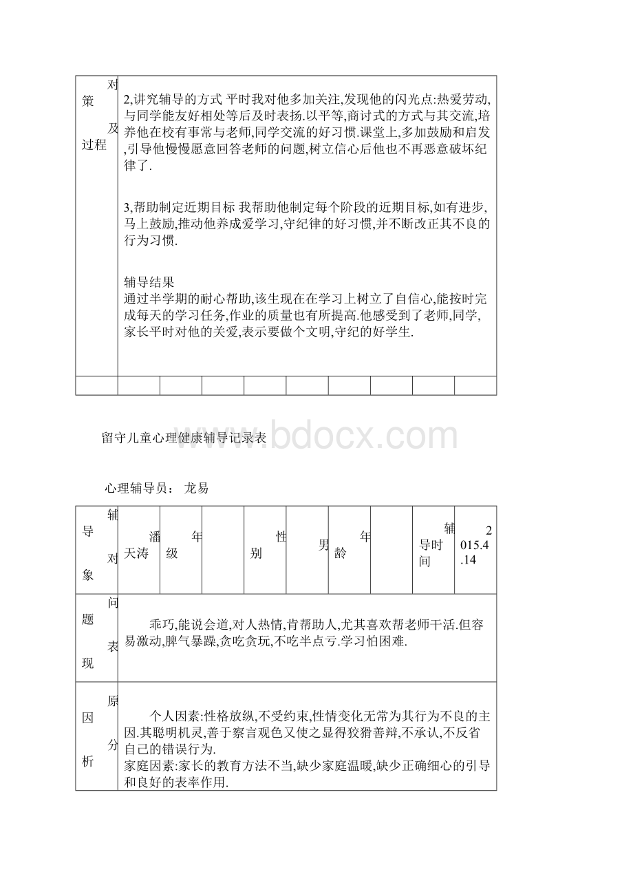 留守儿童心理健康辅导记录表Word文档下载推荐.docx_第3页