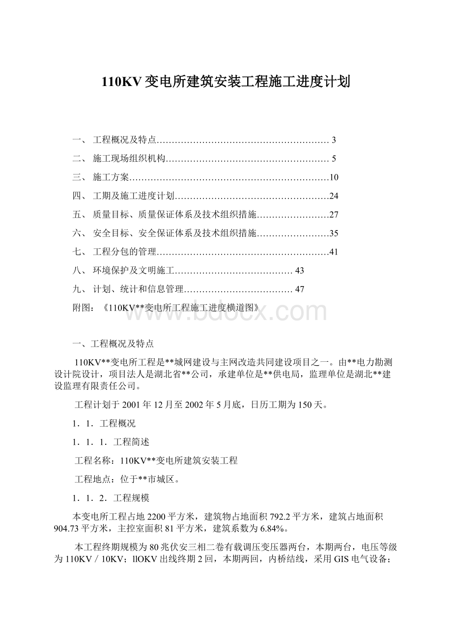 110KV变电所建筑安装工程施工进度计划.docx_第1页