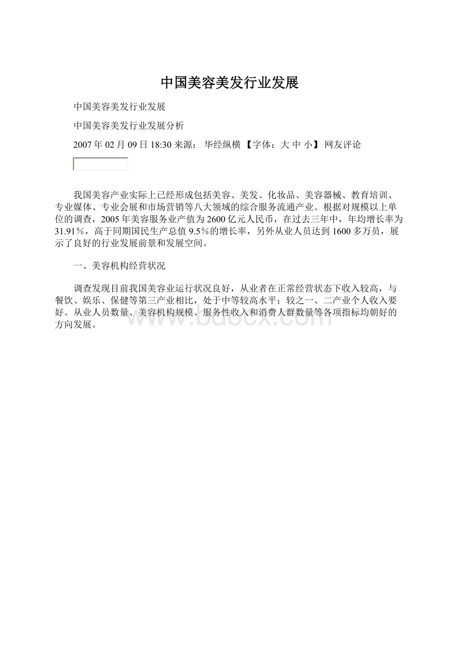 中国美容美发行业发展Word文档格式.docx