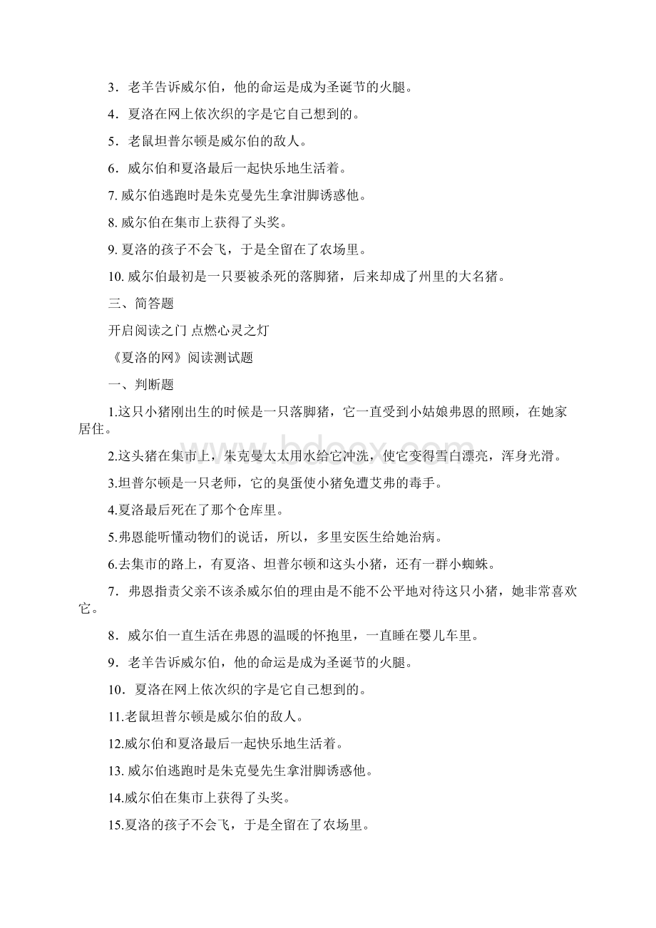 夏洛的网阅读练习题答案.docx_第2页