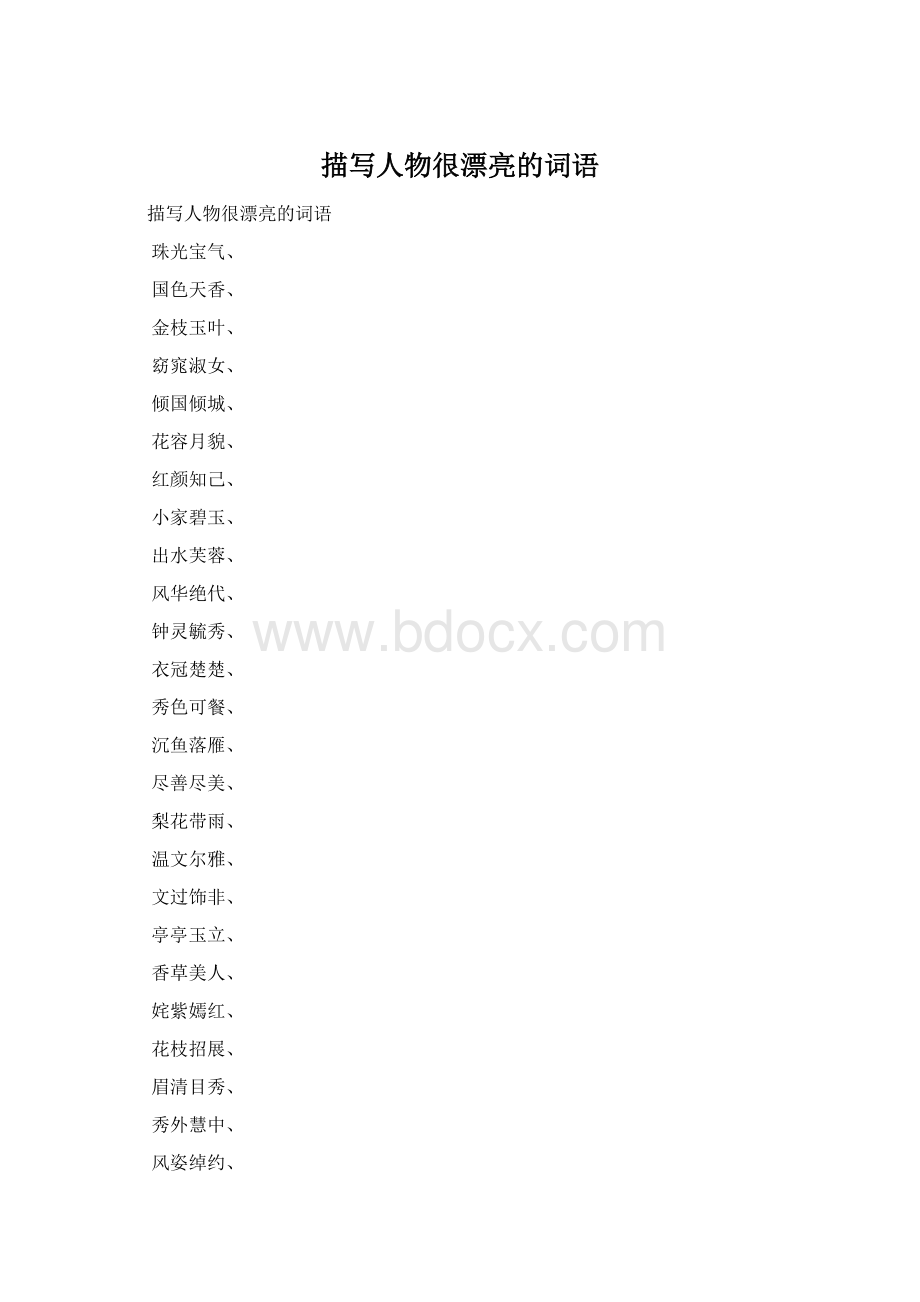 描写人物很漂亮的词语Word文档格式.docx