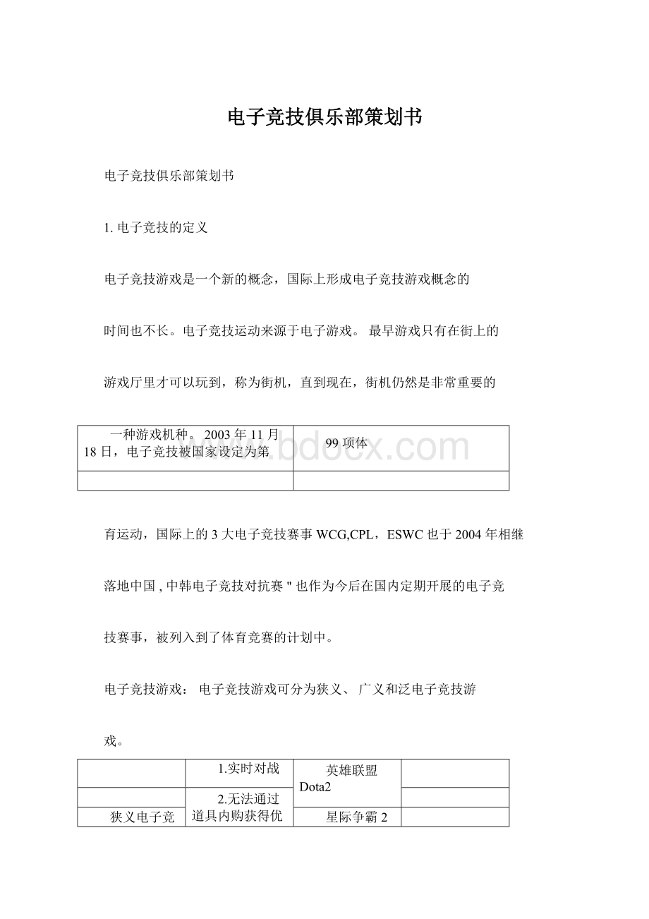 电子竞技俱乐部策划书.docx_第1页