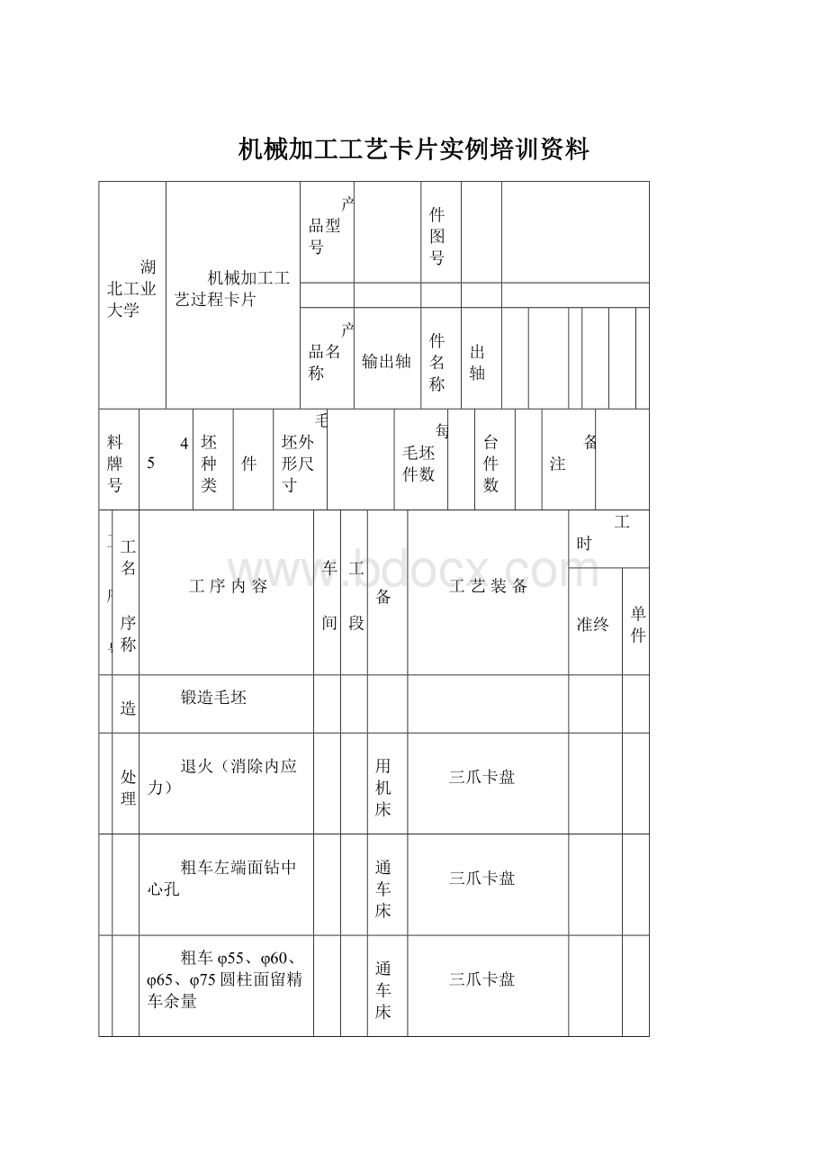 机械加工工艺卡片实例培训资料.docx_第1页