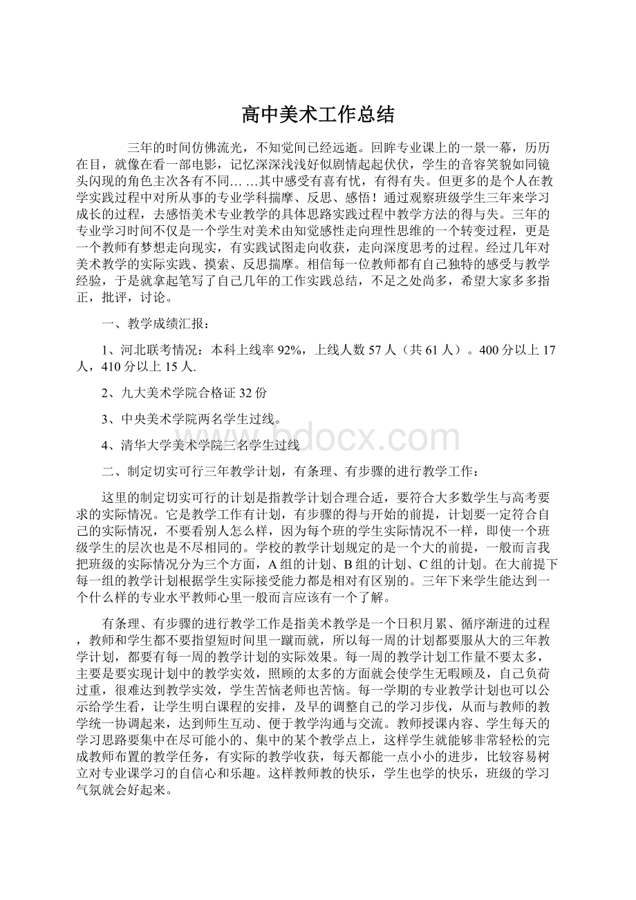 高中美术工作总结Word文档格式.docx