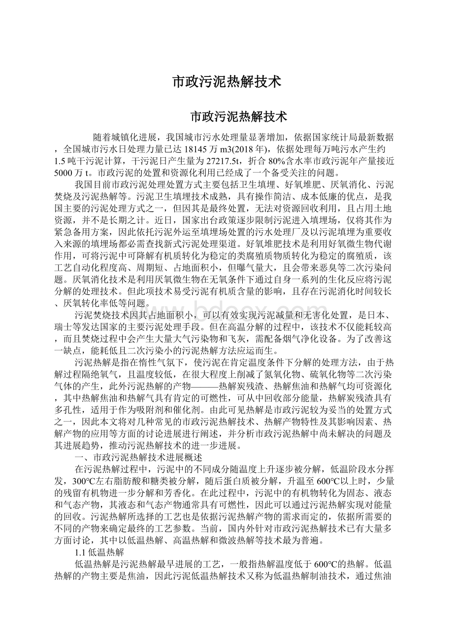 市政污泥热解技术.docx