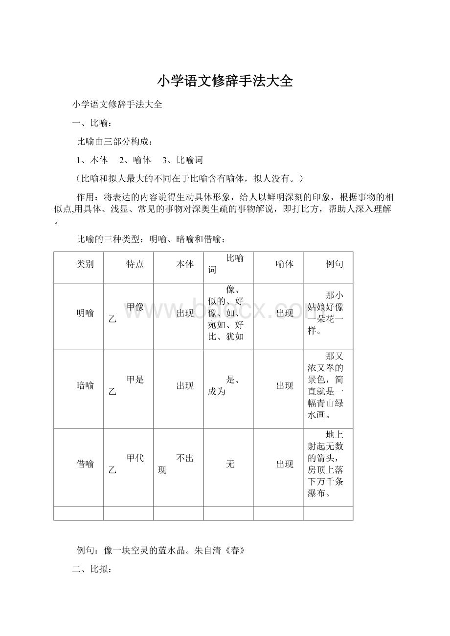 小学语文修辞手法大全.docx