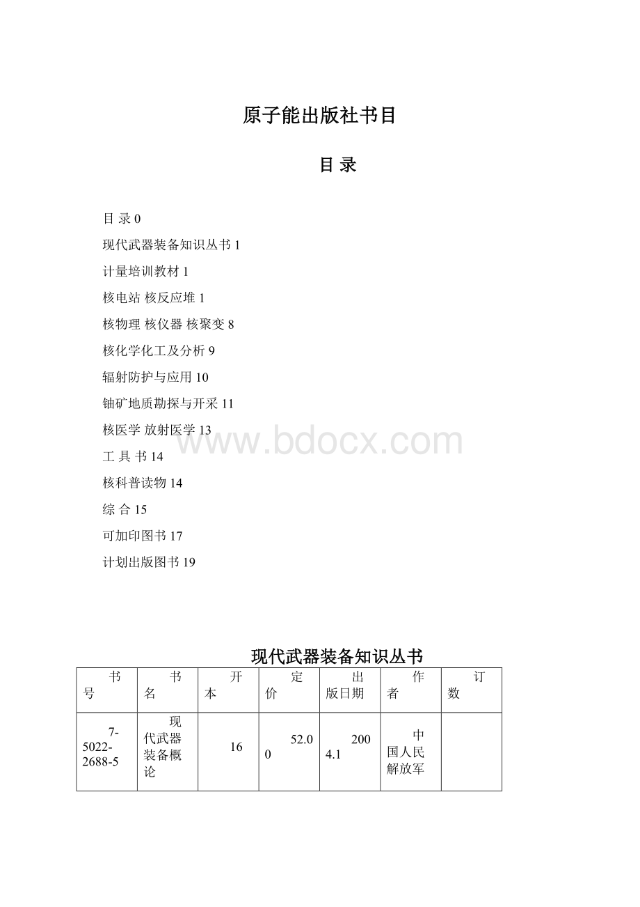 原子能出版社书目Word文档格式.docx