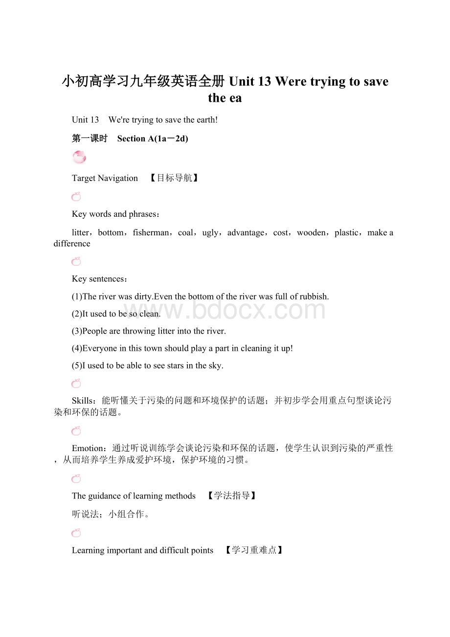 小初高学习九年级英语全册 Unit 13 Were trying to save the ea文档格式.docx