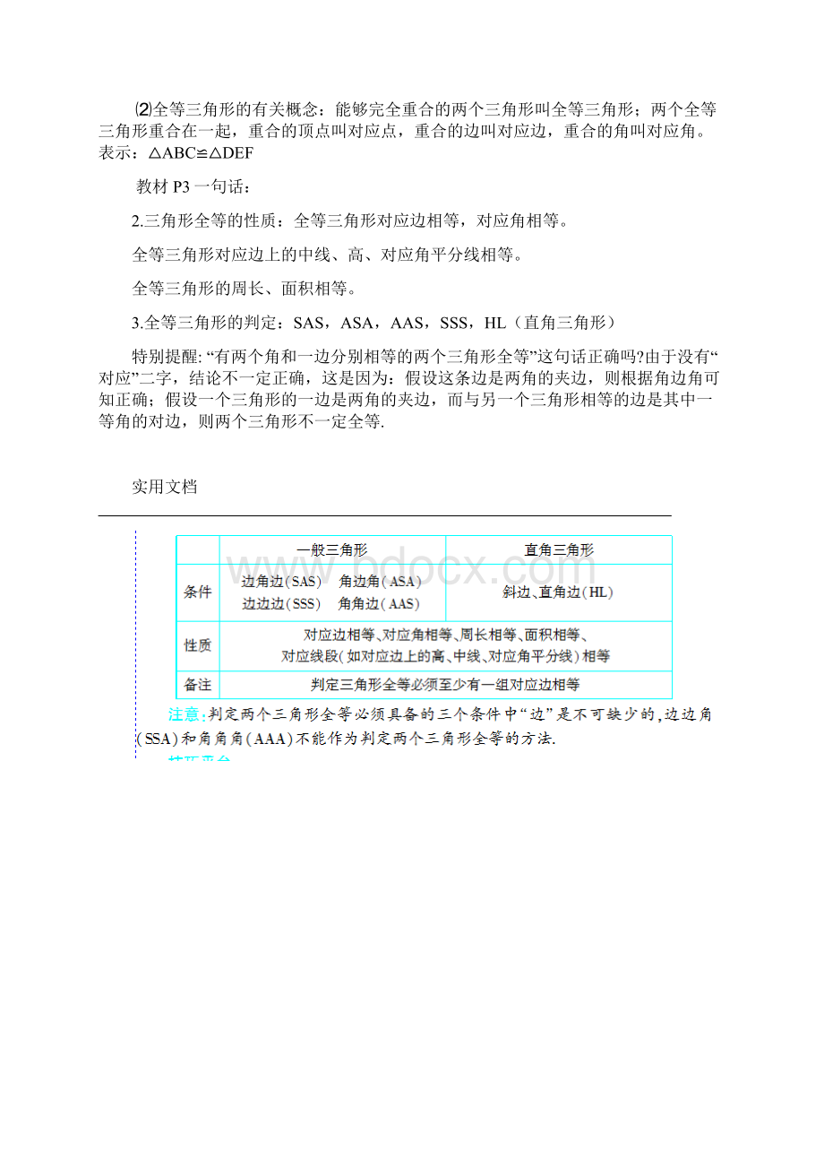 人教版八年级全等三角形复习教案设计.docx_第2页