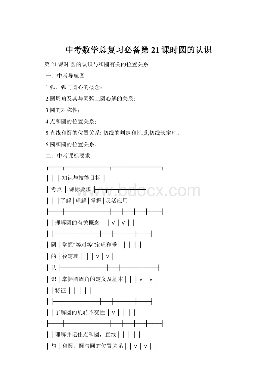 中考数学总复习必备第21课时圆的认识Word格式文档下载.docx_第1页