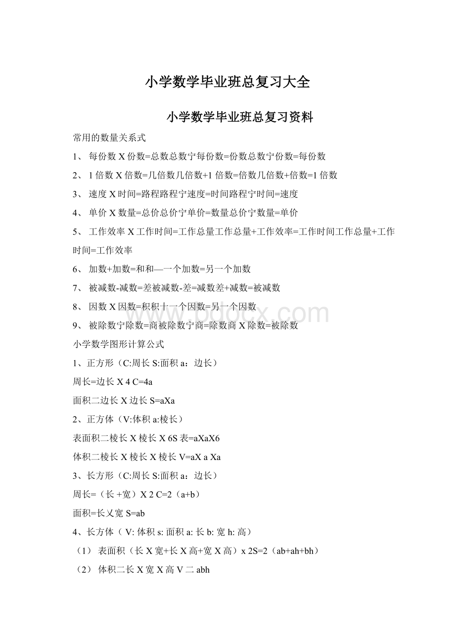 小学数学毕业班总复习大全Word格式.docx