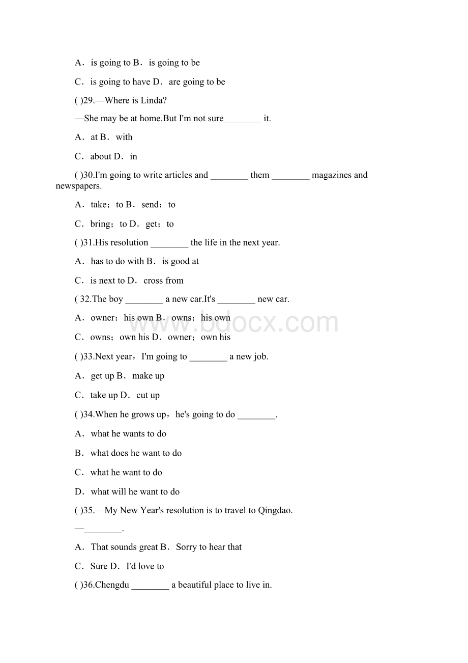 Unit 6 单元测试 人教版英语八年级上册含答案Word文档下载推荐.docx_第2页