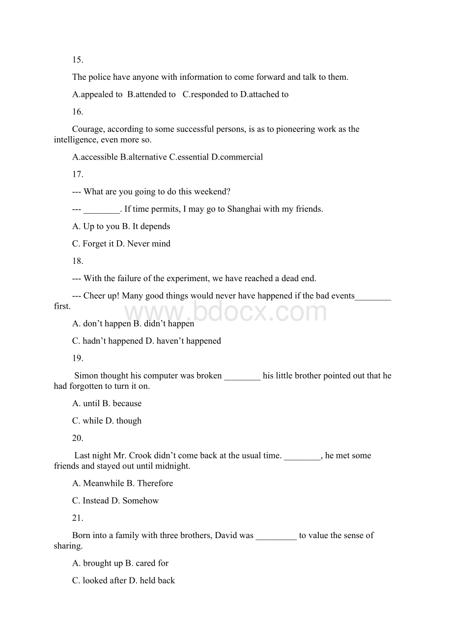 高考英语单项选择题100题WORD版含答案Word格式.docx_第3页