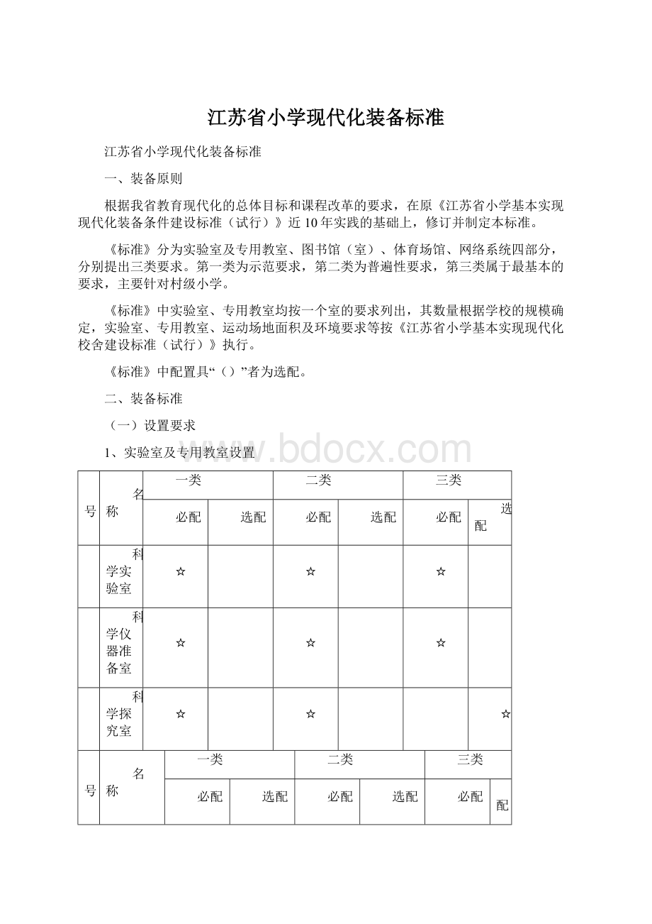 江苏省小学现代化装备标准.docx