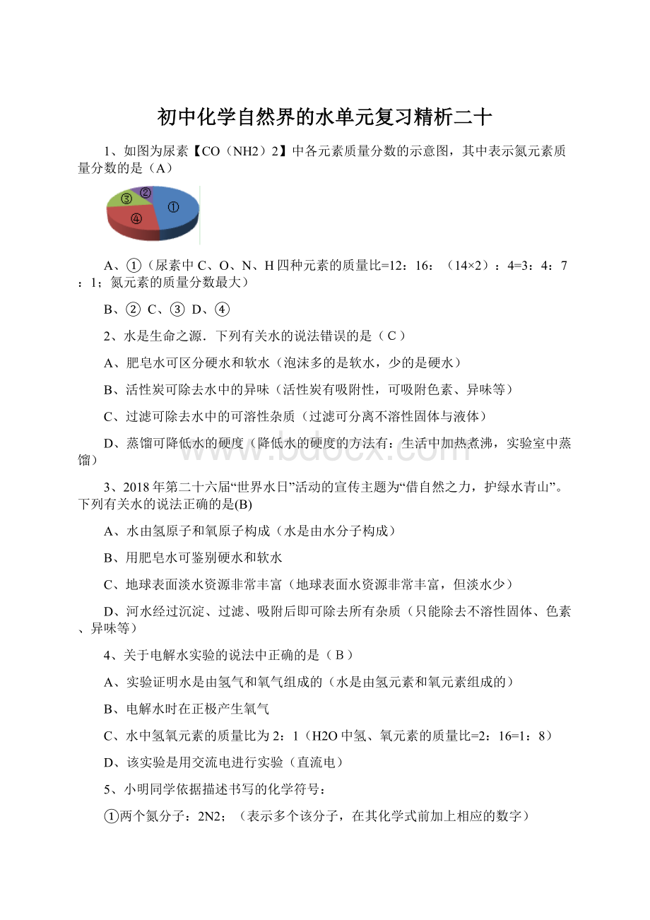 初中化学自然界的水单元复习精析二十Word格式文档下载.docx