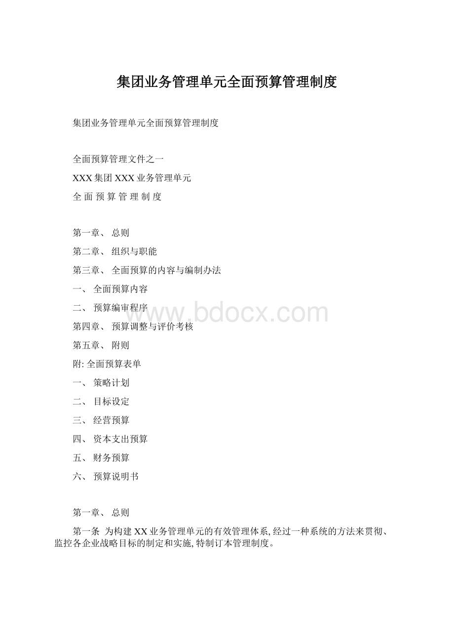 集团业务管理单元全面预算管理制度Word文件下载.docx_第1页