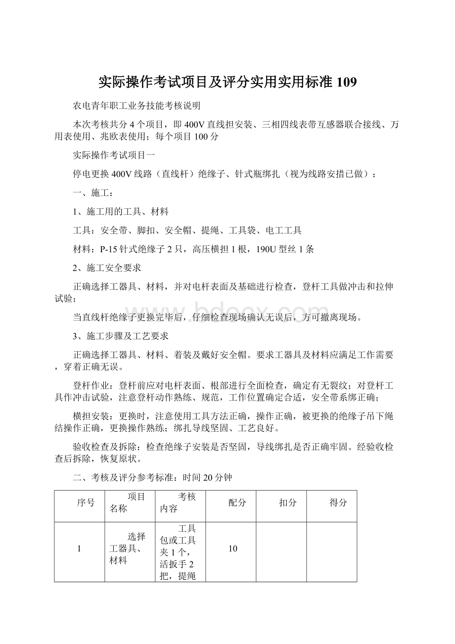 实际操作考试项目及评分实用实用标准109.docx