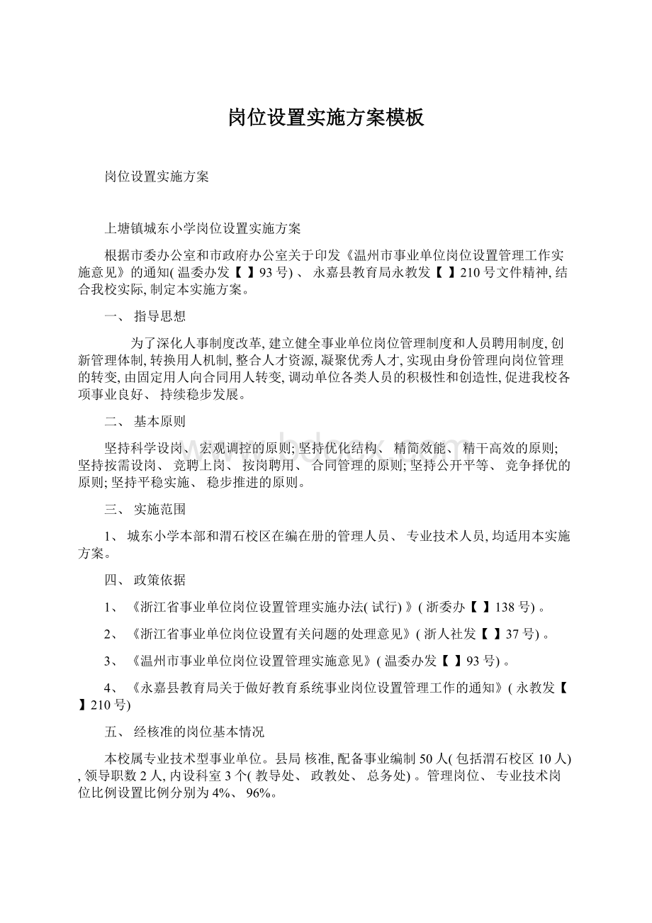 岗位设置实施方案模板文档格式.docx_第1页