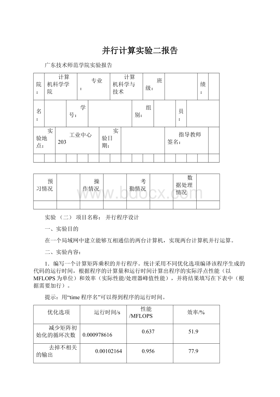 并行计算实验二报告Word格式.docx_第1页