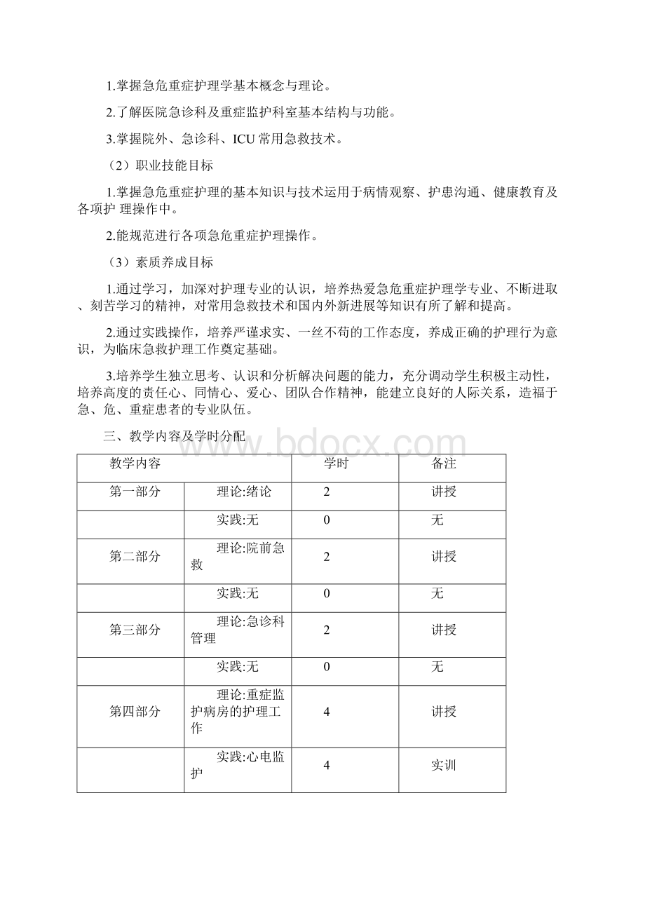 急危重症护理学课程标准文档格式.docx_第2页