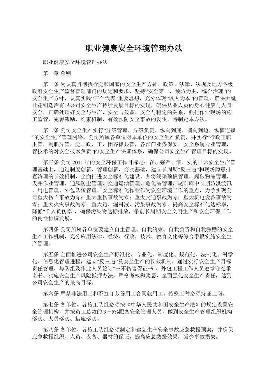 职业健康安全环境管理办法Word文档下载推荐.docx_第1页