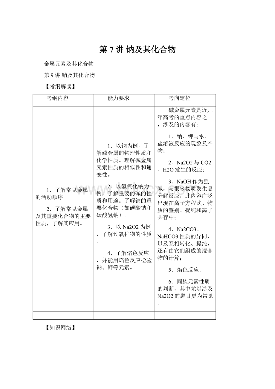 第7讲钠及其化合物.docx
