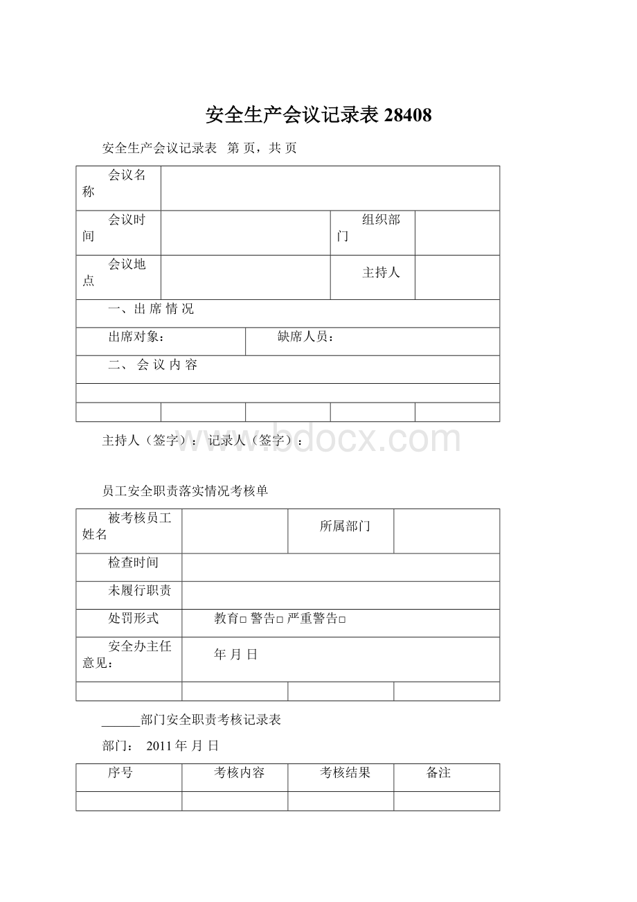 安全生产会议记录表28408Word文档格式.docx_第1页