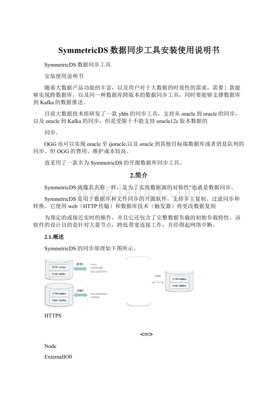 SymmetricDS数据同步工具安装使用说明书Word格式文档下载.docx