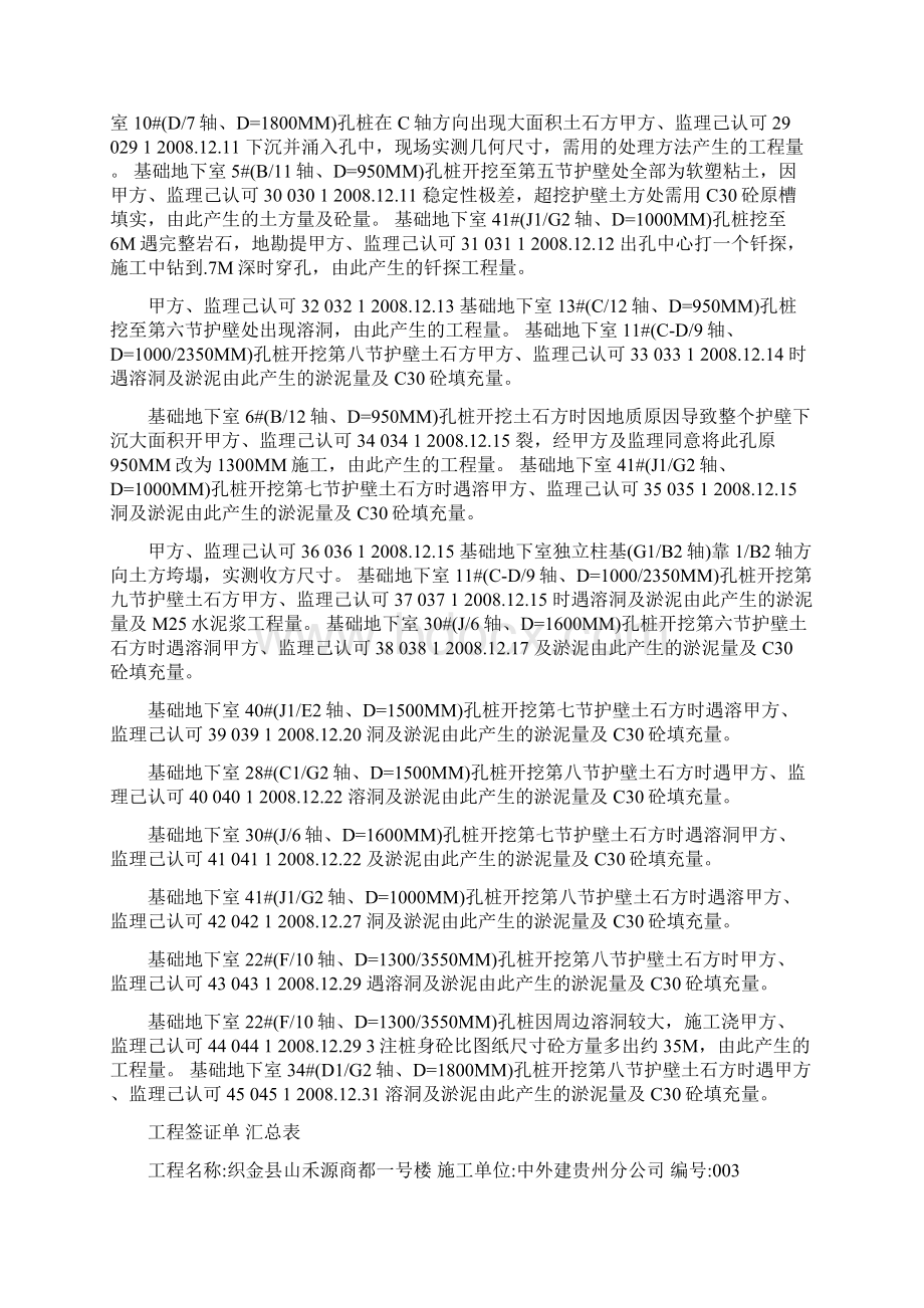 工程签证单汇总表Word格式文档下载.docx_第3页