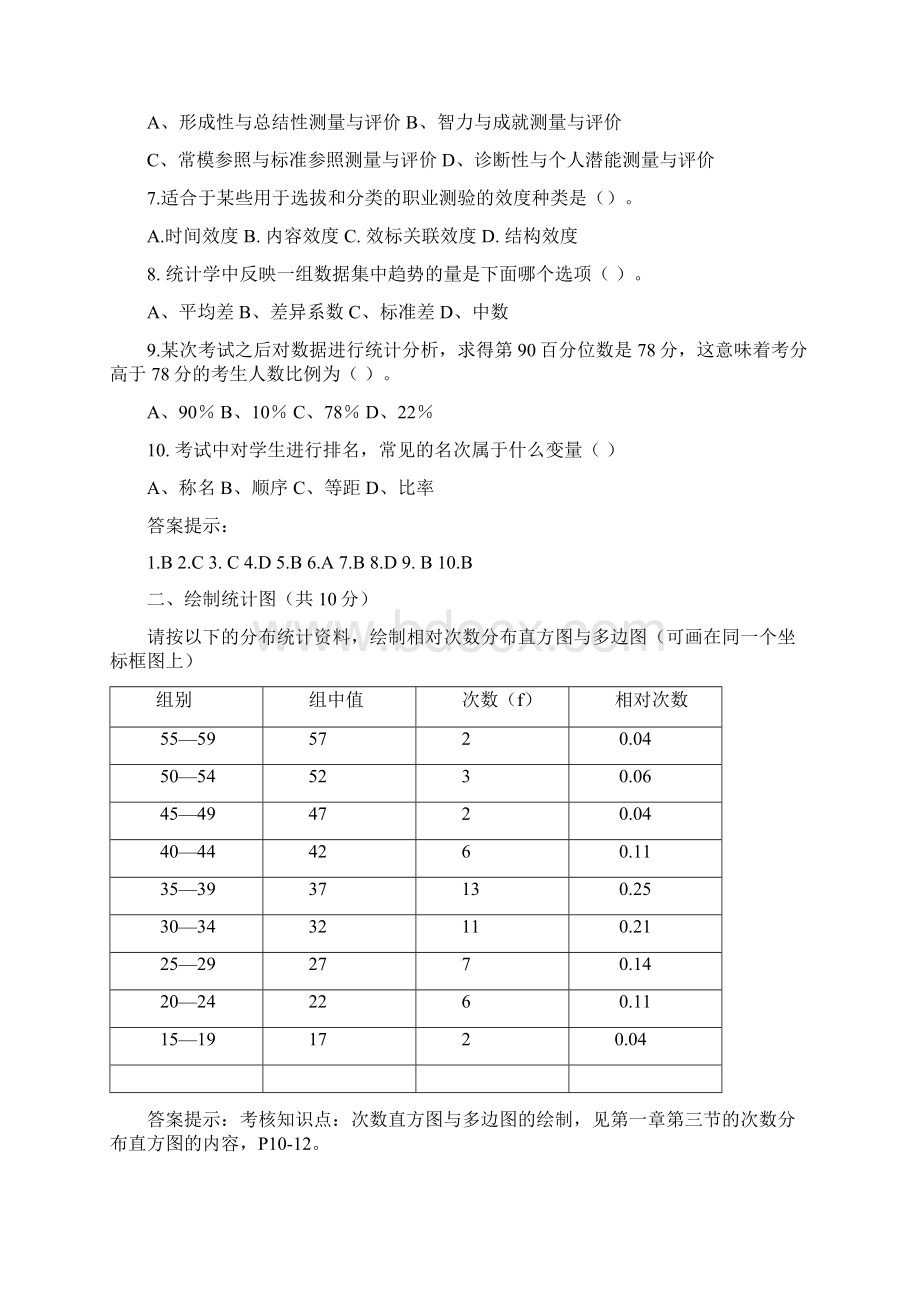 《教育统计与测量评价》复习题及参考答案Word文件下载.docx_第2页