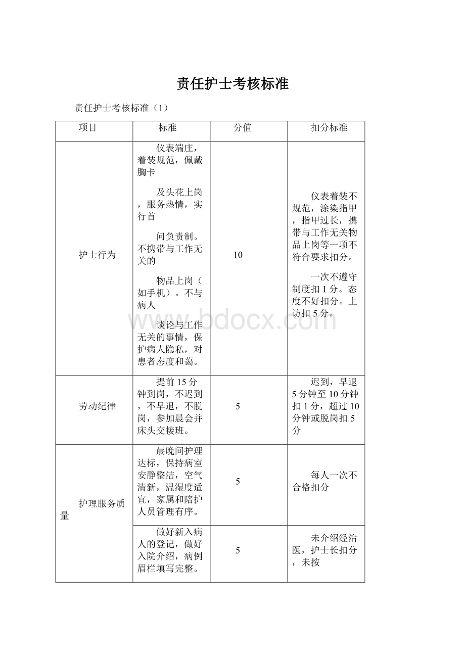 责任护士考核标准Word文件下载.docx