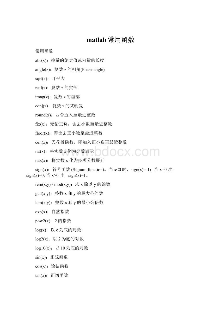 matlab常用函数Word文档格式.docx_第1页