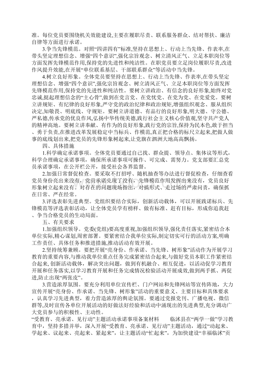 受教育亮承诺见行动主题活动承诺事项备案材料文档格式.docx_第3页