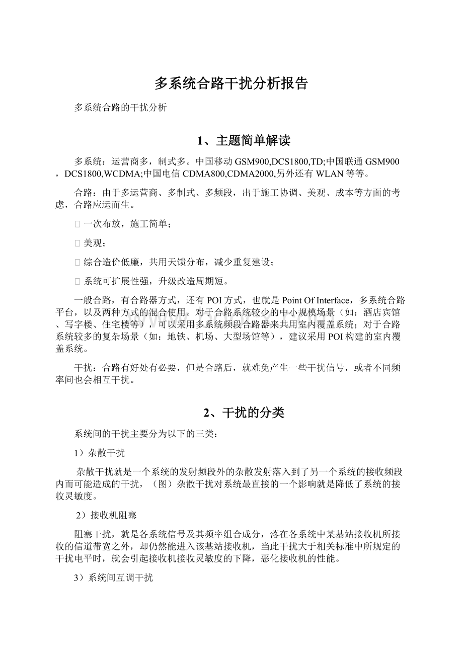 多系统合路干扰分析报告文档格式.docx