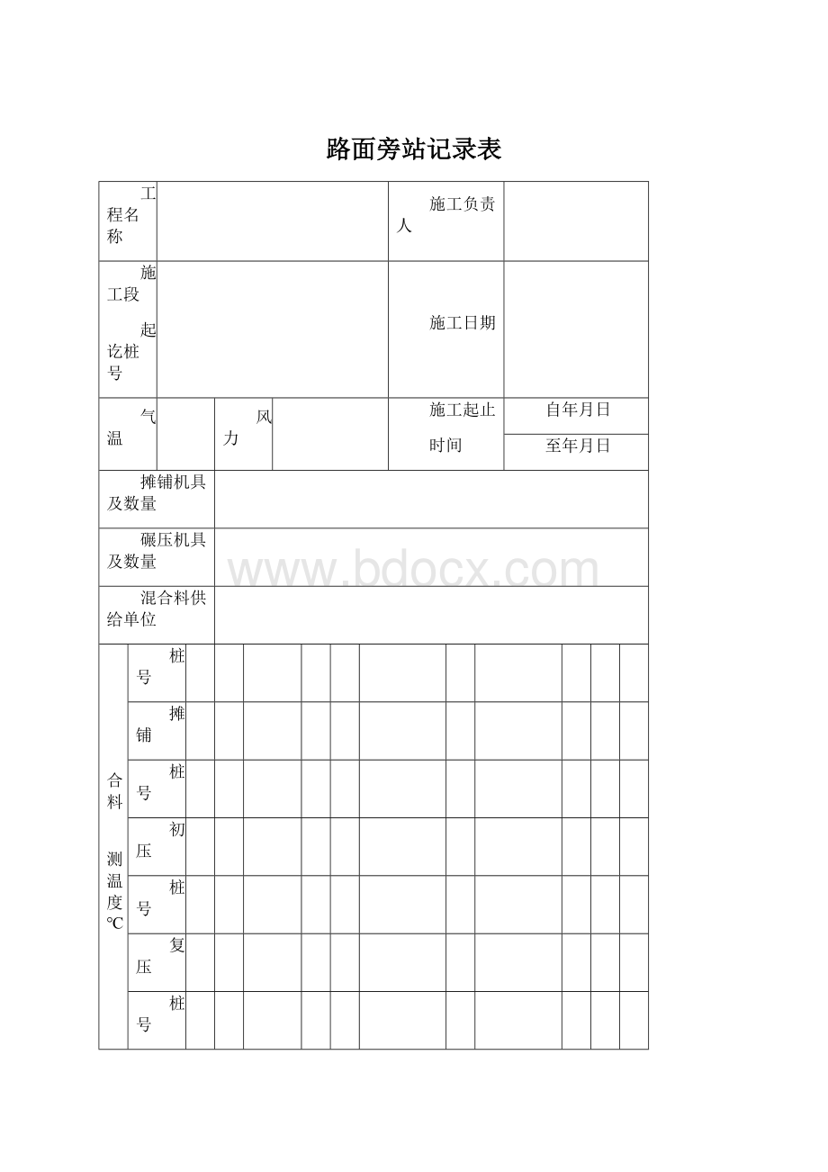 路面旁站记录表.docx_第1页