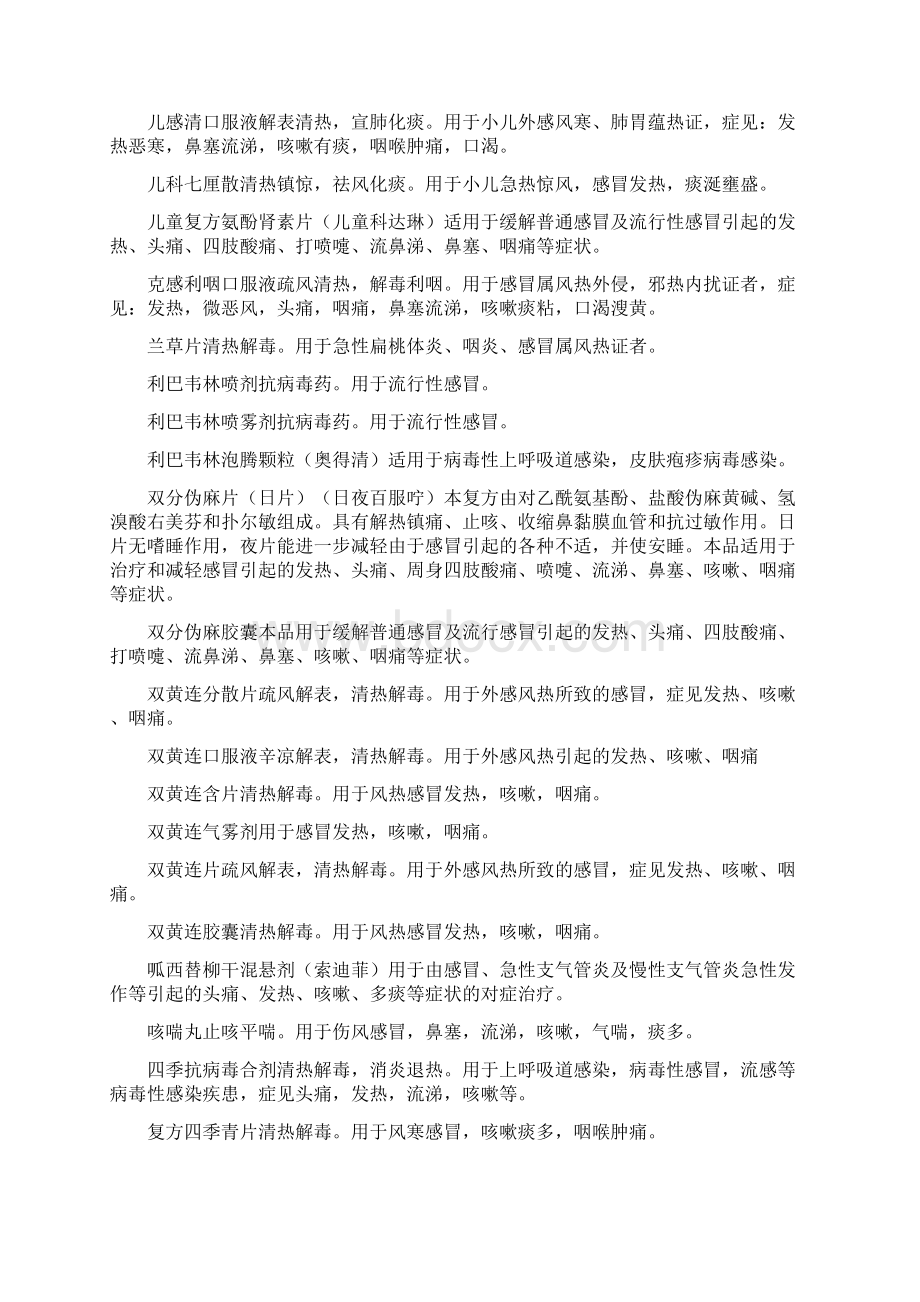 治疗感冒的中成药物列表精品文档13页Word格式文档下载.docx_第2页