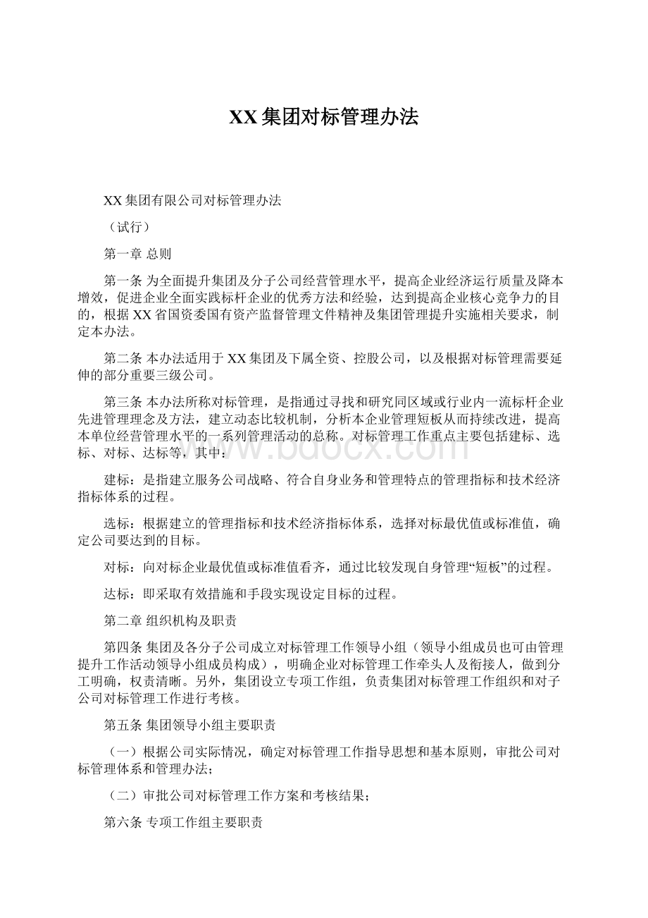 XX集团对标管理办法.docx_第1页