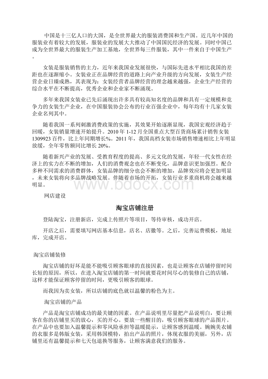 年轻女性的服装网店运营策划书Word文档下载推荐.docx_第3页