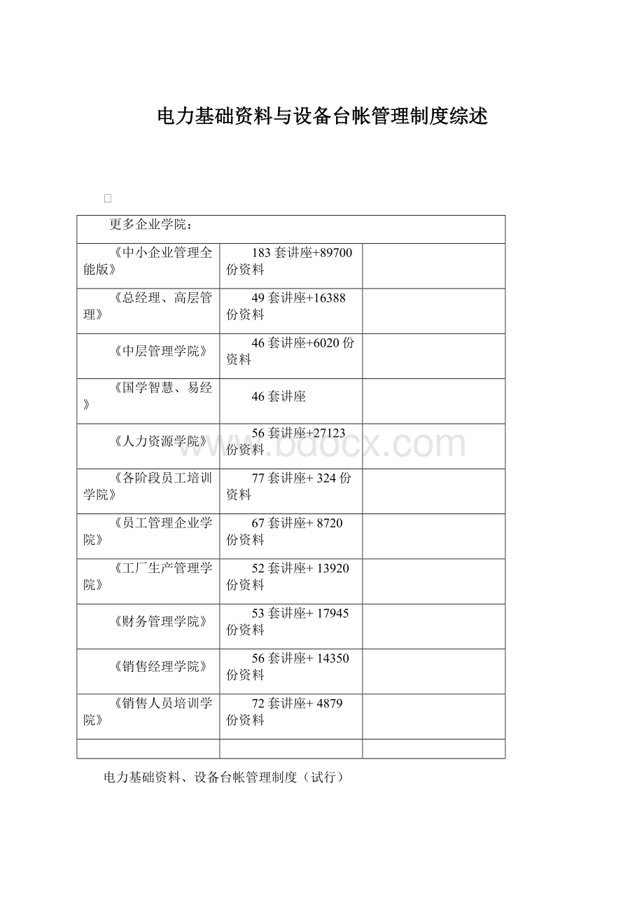 电力基础资料与设备台帐管理制度综述.docx_第1页