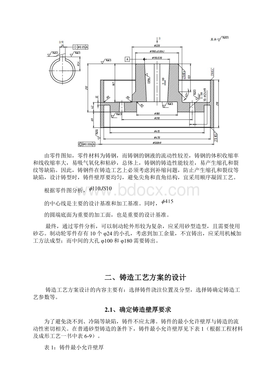 制动轮砂型铸造工艺课程设计.docx_第2页