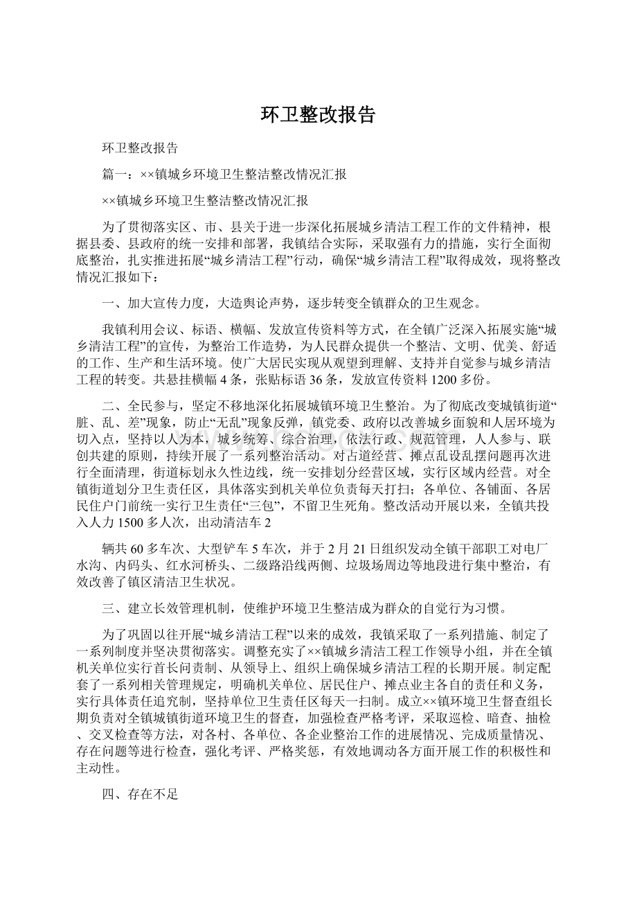 环卫整改报告Word下载.docx