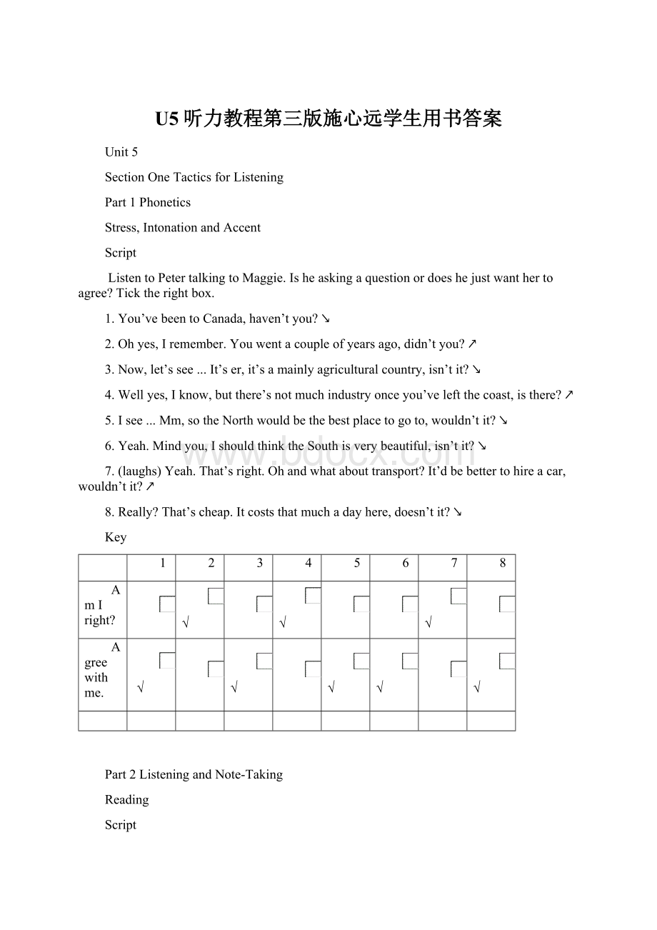 U5听力教程第三版施心远学生用书答案Word格式.docx_第1页