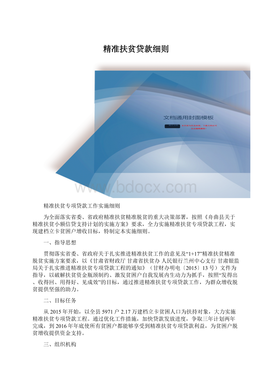 精准扶贫贷款细则Word文档格式.docx