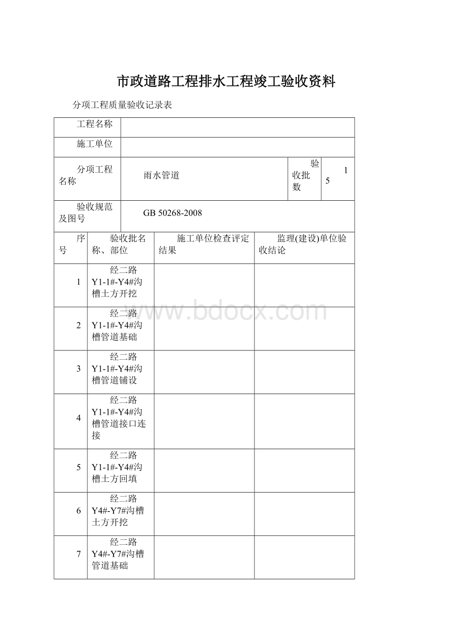 市政道路工程排水工程竣工验收资料Word下载.docx_第1页