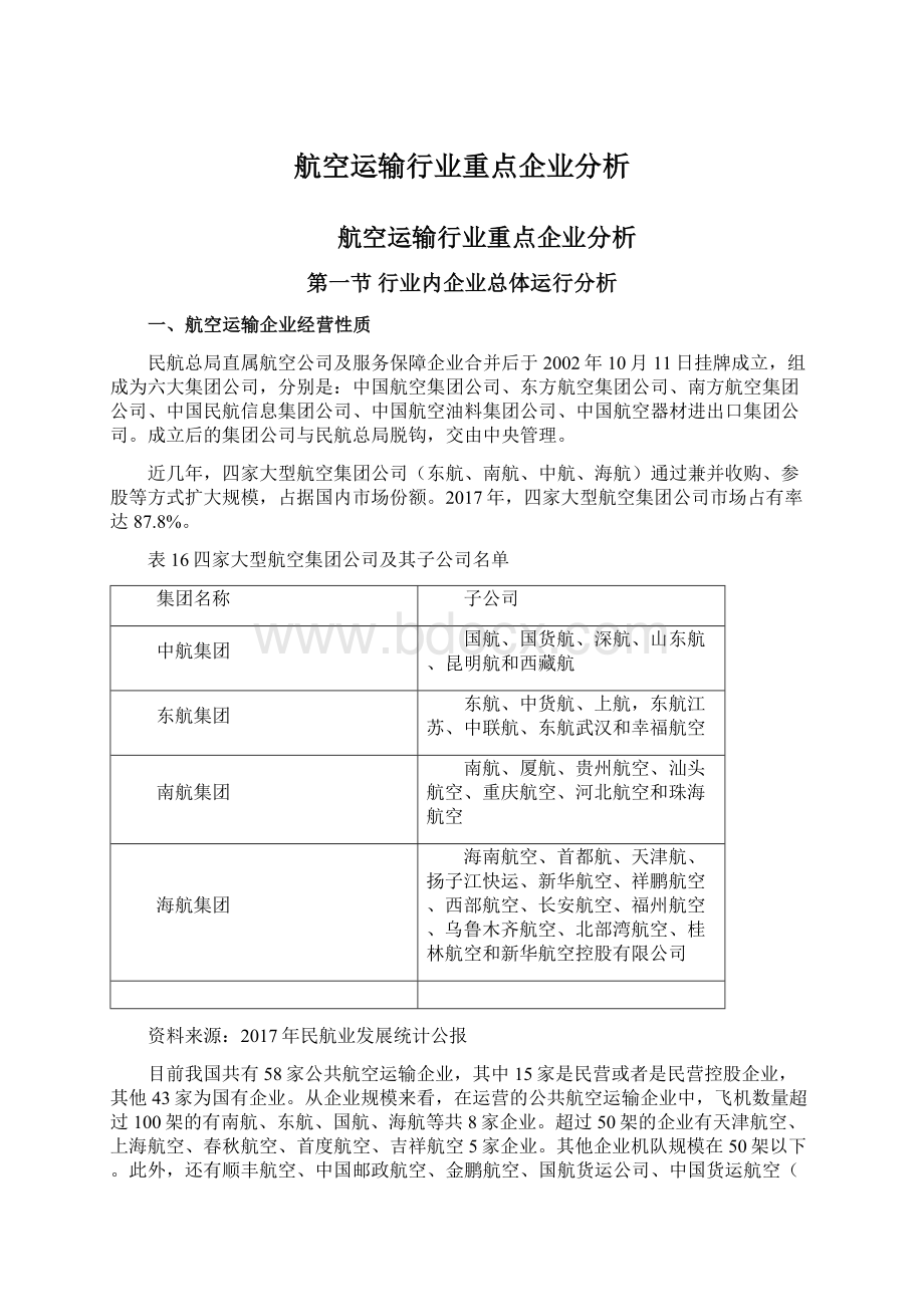 航空运输行业重点企业分析Word文档下载推荐.docx