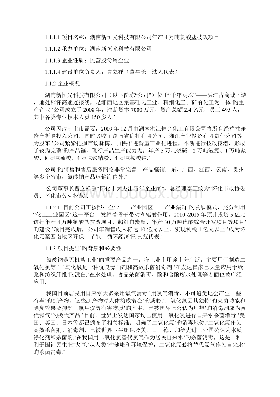 4万吨氯酸盐技改工程项目建设可行性研究报告.docx_第2页