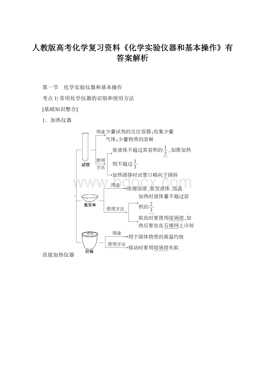 人教版高考化学复习资料《化学实验仪器和基本操作》有答案解析.docx